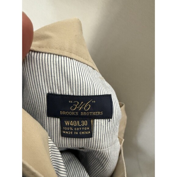 Brooks Brothers Chino Pleated Pants Men 40x30 Lot Of 2 Beige Cream Cotton Preppy - Picture 7 of 14